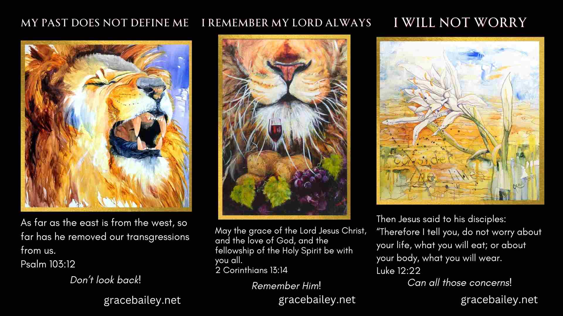 3 biblical affirmation cards with bible verses and art