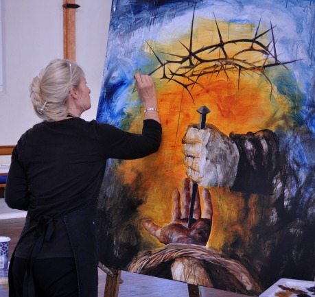 Live painting at the new event; Stations of the Cross