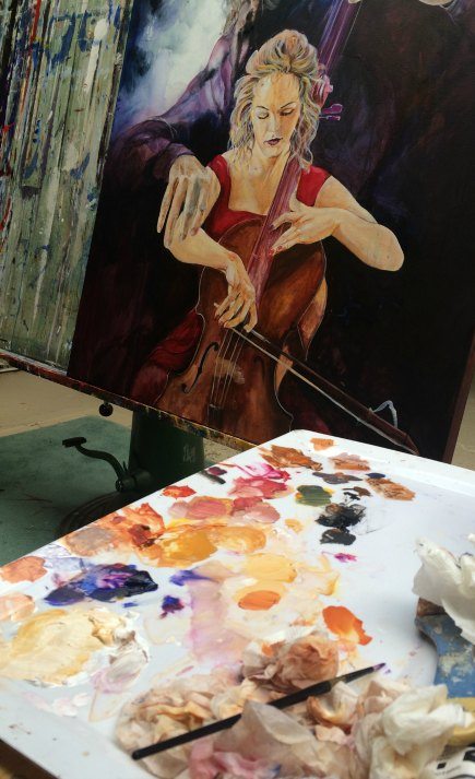 In the studio, palette