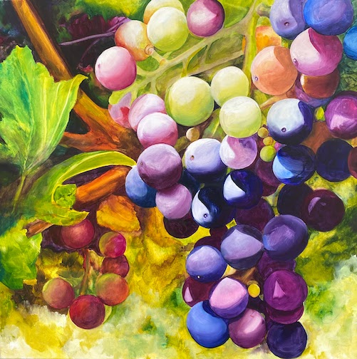 New Wine, grapes prophetic art, grace bailey artist