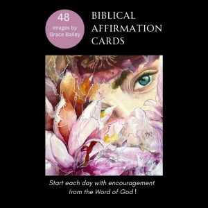 box lid, 48 biblical affirmation cards in boxed set