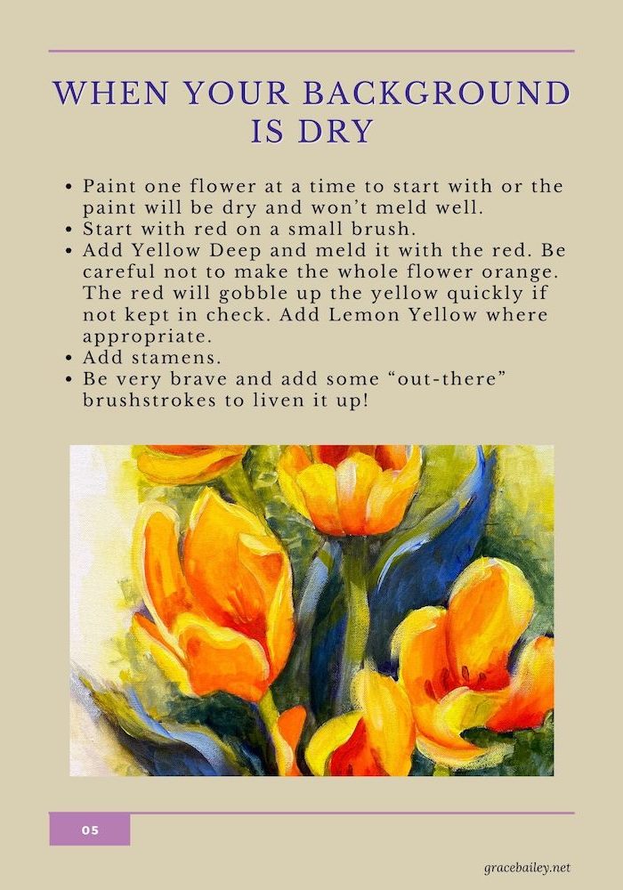downloadable painting workbooks, how to paint flowers