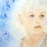 Chloe, girl with white hair, portrait painting