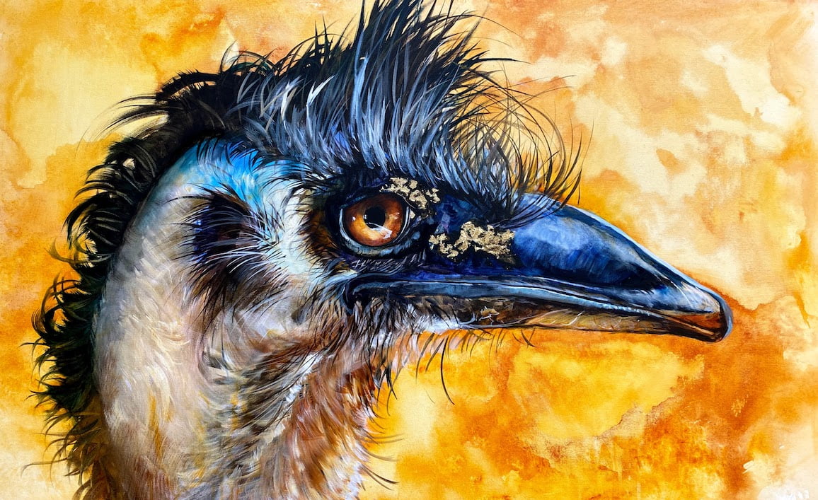 emu, australian bird, larrikin, contemporary realist painter