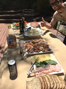 great foods in the table, fun in the sun, firepit, Grace Bailey painting retreat