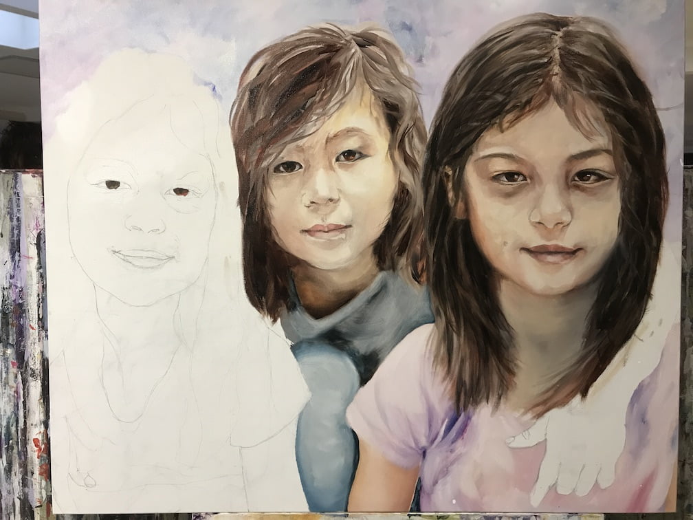 girl children portrait painting 2