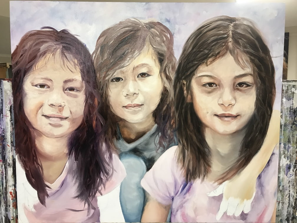 girl children portrait painting 3