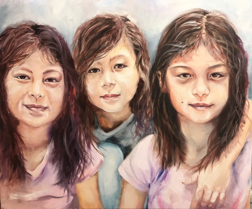 girl children portrait painting 5