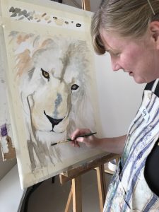 white lion painting, Grace Bailey painting retreat