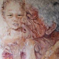 child portrait painting, grandchild output picture