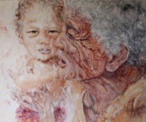 child portrait painting, grandchild output picture