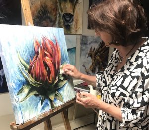 red flower painting, Grace Bailey painting retreat